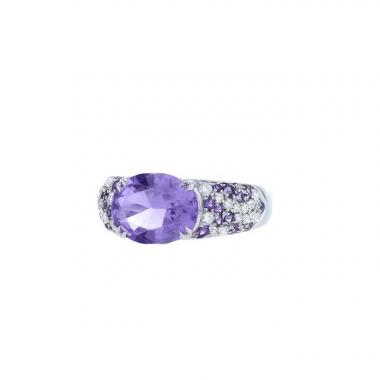 Mauboussin Plaisir d'Amour ring in white gold,  amethysts and diamonds