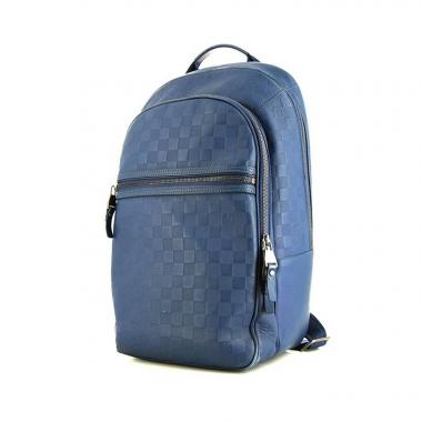 Zaino Louis Vuitton Michael in cuoio con fantasia a scacchi blu