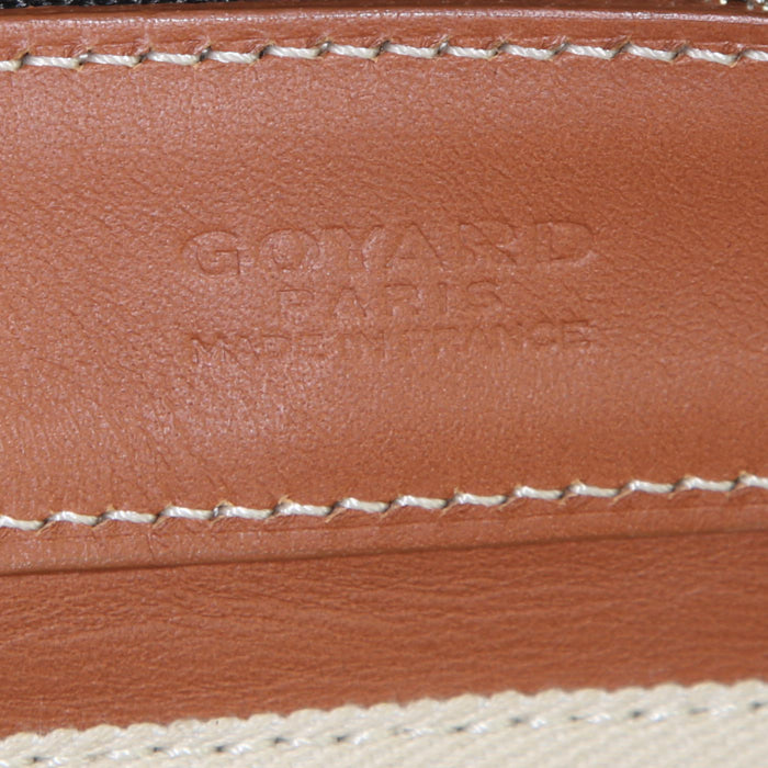 Shopping bag Goyard Okinawa in tela monogram nera e pelle marrone - Detail D3