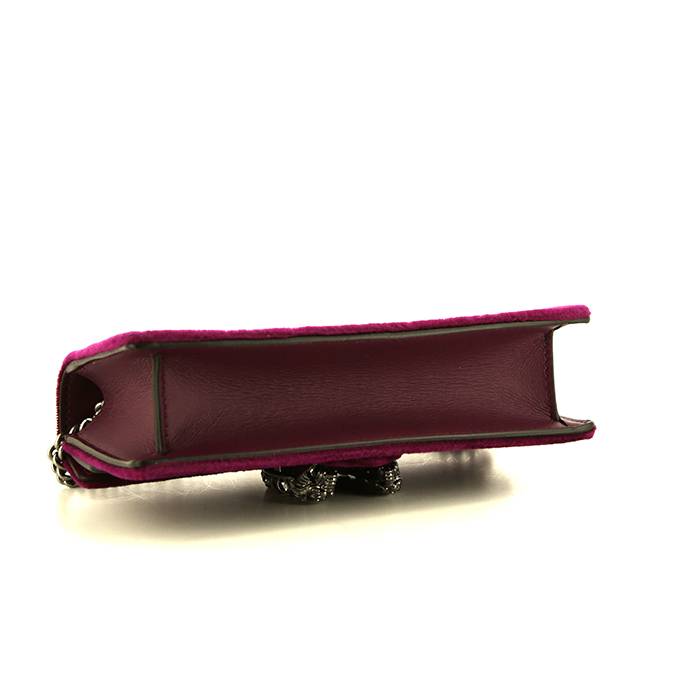 Sac bandoulière Gucci Dionysus mini en velours violet et cuir violet - Detail D4