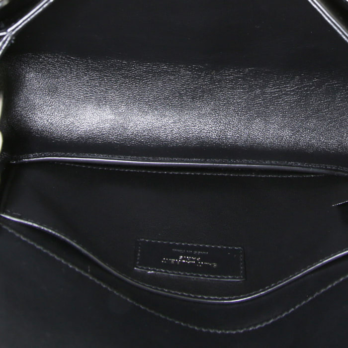 Saint Laurent Book Bag shoulder bag in brown foal and black leather - Detail D2