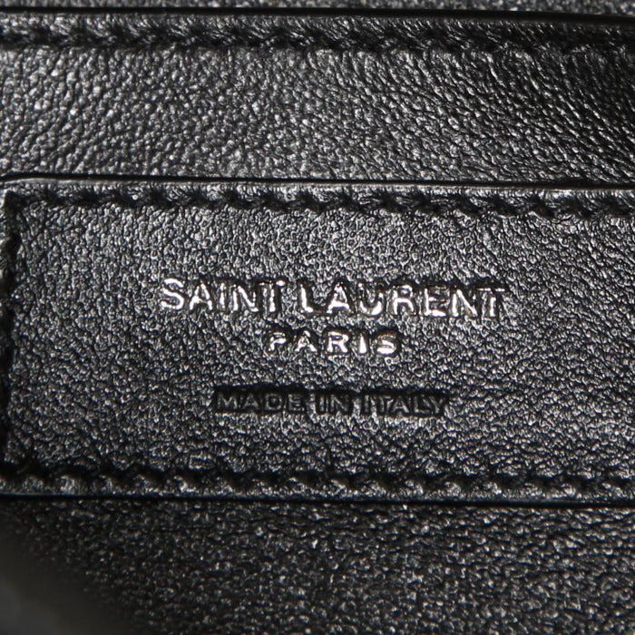 Saint Laurent Book Bag shoulder bag in brown foal and black leather - Detail D3