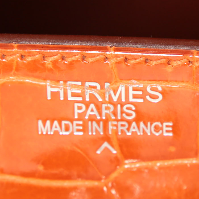 Bolso de mano Hermes Birkin 35 cm en cocodrilo naranja - Detail D3