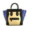 Bolso de mano Celine Luggage en cuero beige, negro y azul - 360 thumbnail