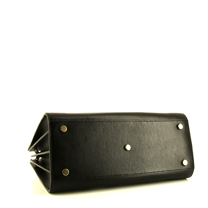 Bolso de mano Saint Laurent Sac de jour en cuero negro - Detail D5