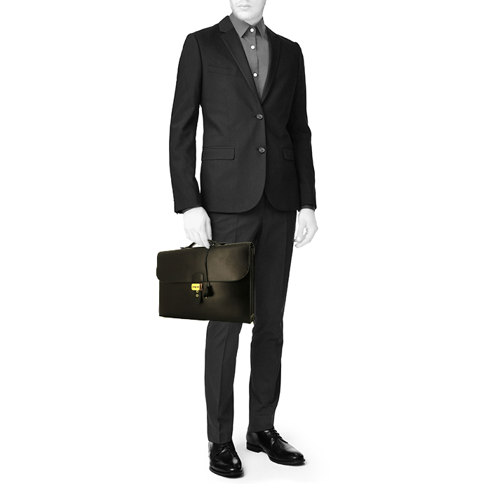 Hermès Sac à dépêches briefcase in black box leather - Detail D1