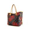 Shopping bag Louis Vuitton Neverfull modello medio in tela monogram marrone a fiori e pelle naturale - 00pp thumbnail