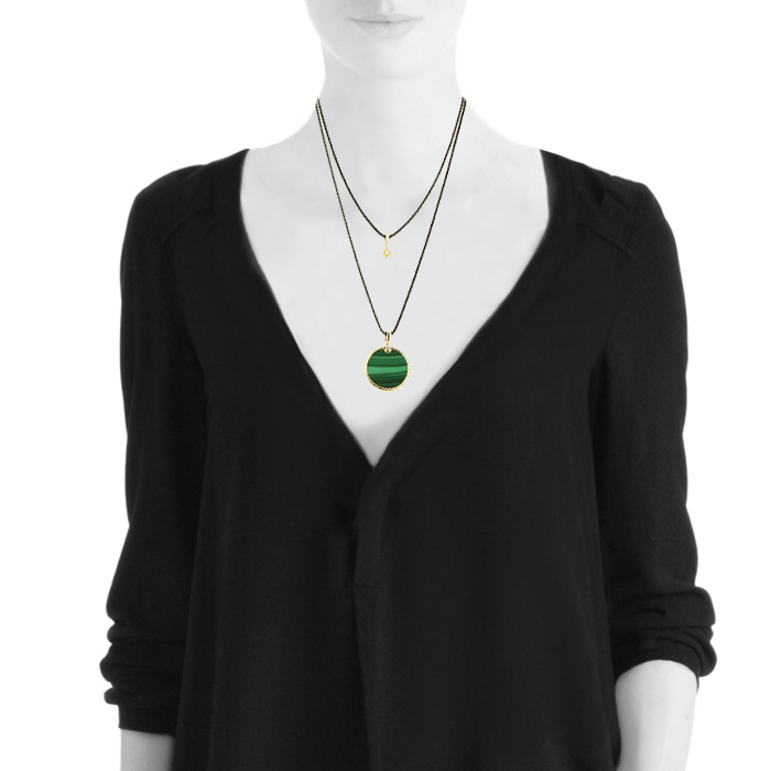 David Yurman necklace in yellow gold,  malachite and pearl - Detail D1