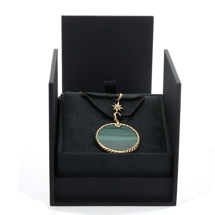 David Yurman necklace in yellow gold,  malachite and pearl - Detail D2
