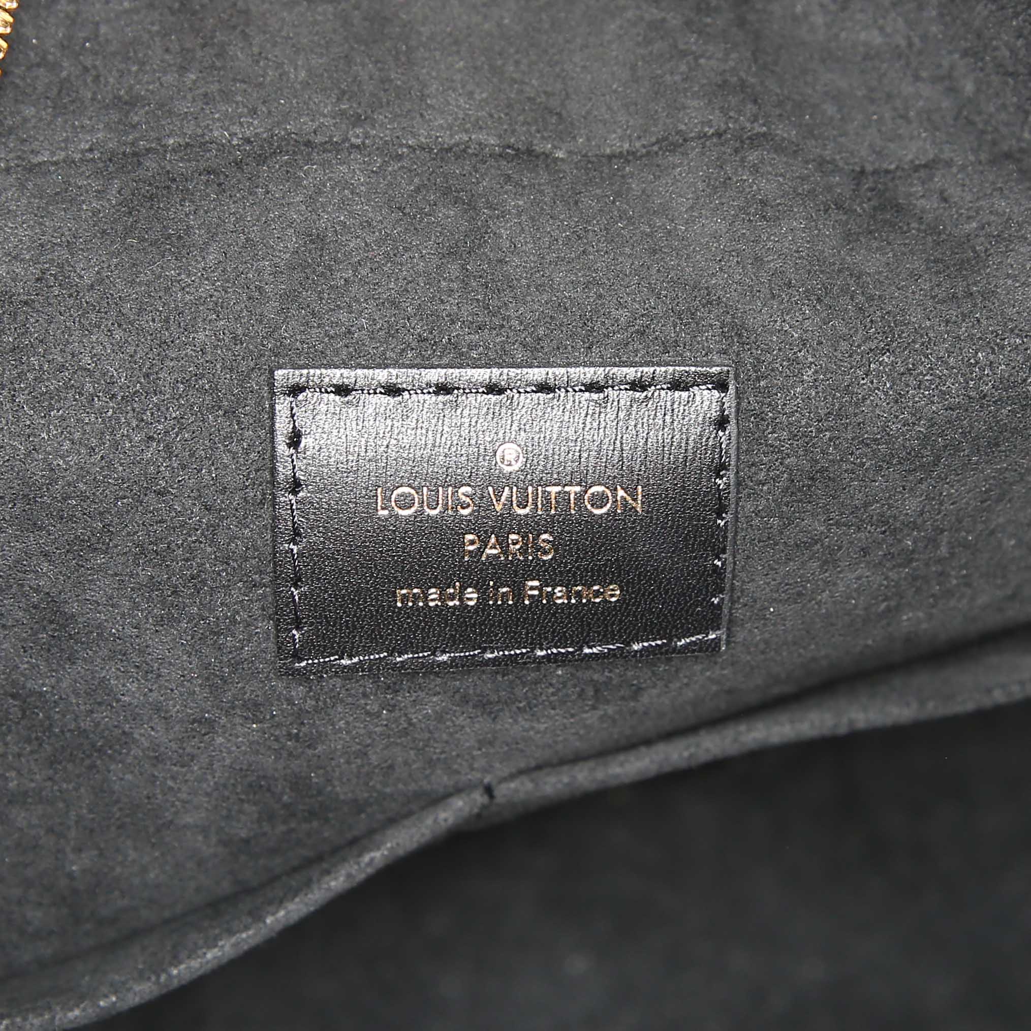 Bolso de mano Louis Vuitton City Malle en lona Monogram y marrón y cuero negro - Detail D4