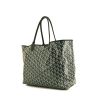 Goyard Saint Louis Claire Voie shopping bag in black and green monogram canvas and black leather - 00pp thumbnail