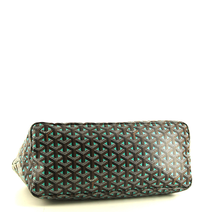 Bolso Cabás Goyard Saint Louis Claire Voie en lona Monogram negra y verde y cuero negro - Detail D4