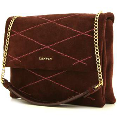 Bolso bandolera Lanvin Sugar en ante color burdeos