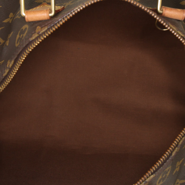 Sac à main Louis Vuitton Speedy 30 en toile monogram marron et cuir naturel - Detail D2