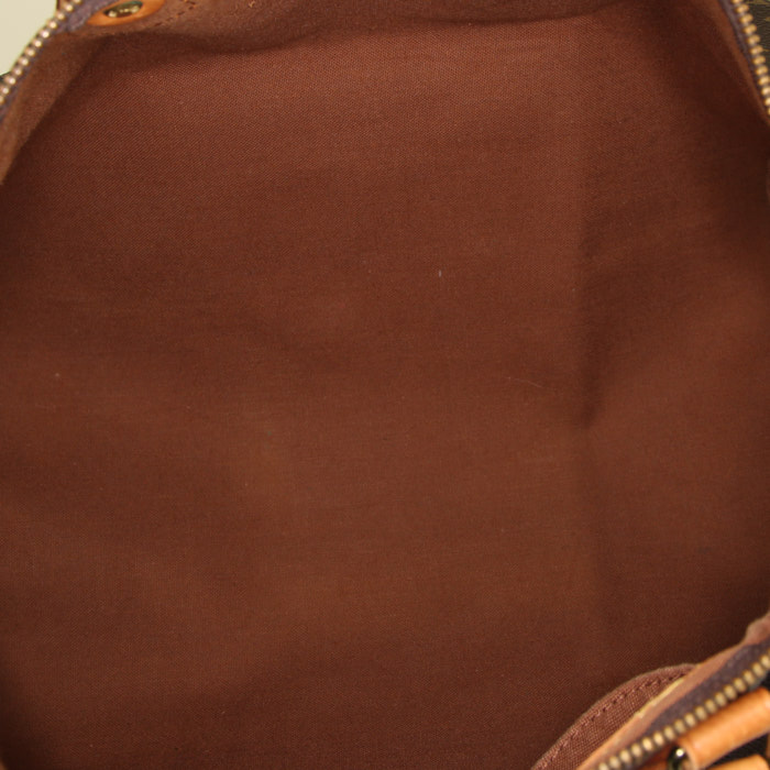 Bolso de mano Louis Vuitton Speedy 35 en lona Monogram marrón y cuero natural - Detail D2