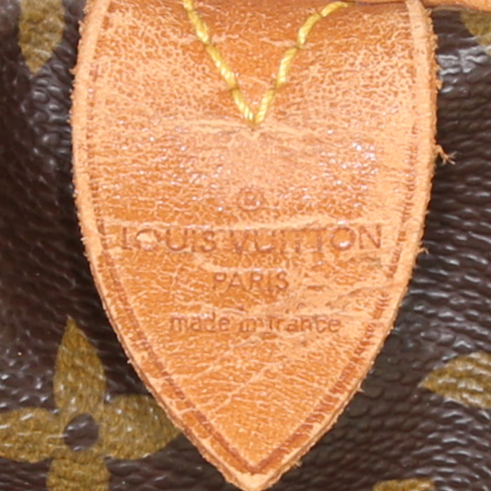 Louis Vuitton Keepall 50 cm travel bag in brown monogram canvas and natural leather - Detail D3
