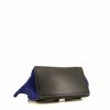 Bolso de mano Celine Trapeze en cuero negro y beige y ante azul - Detail D5 thumbnail