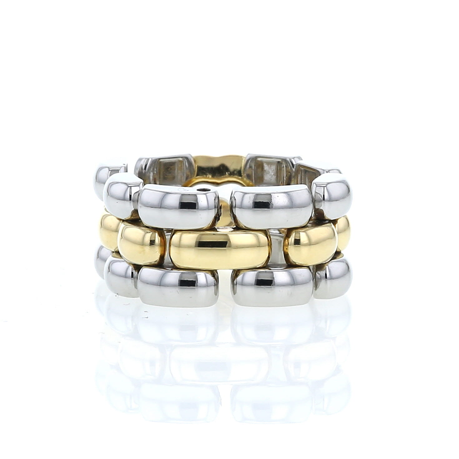 Bague Chopard Happy Diamonds en or jaune,  acier et diamants - Detail D2