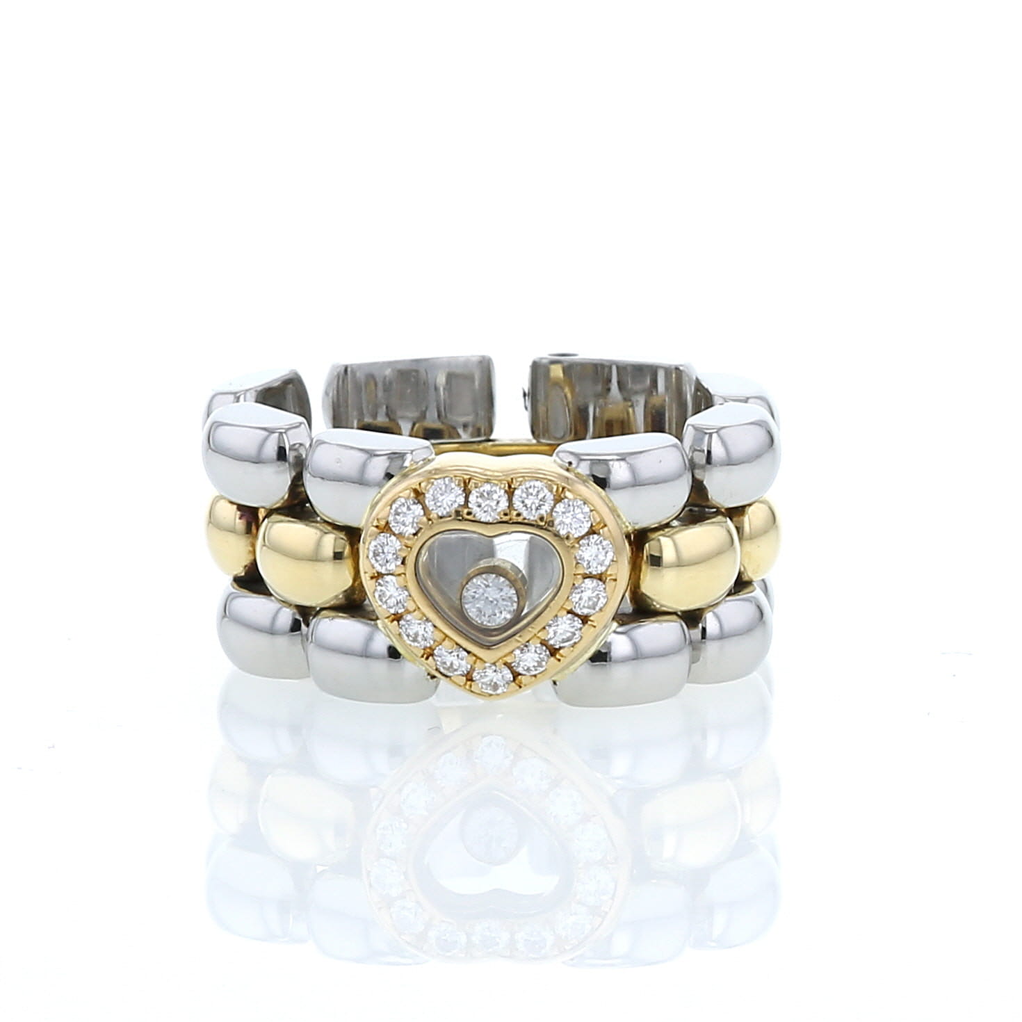 Chopard Happy Diamonds ring in yellow gold,  stainless steel and diamonds - Detail D3