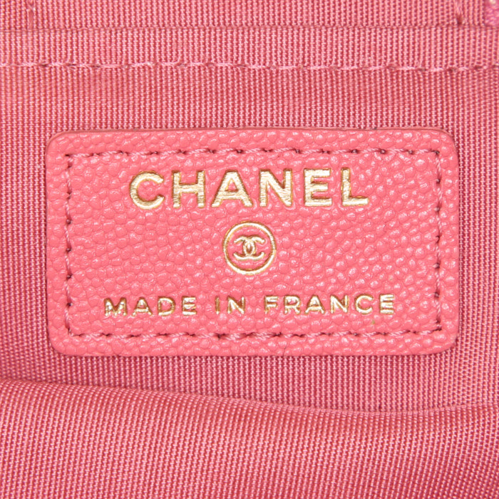 Chanel Vanity vanity case in pink quilted grained leather - Detail D3