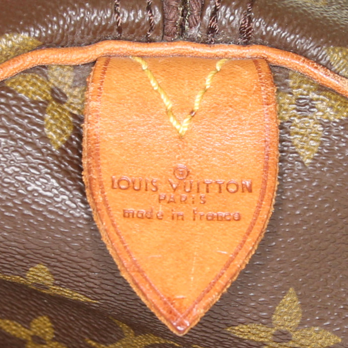 Louis Vuitton Keepall 50 cm travel bag in brown monogram canvas and natural leather - Detail D3