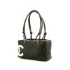 Chanel Cambon handbag in black quilted leather and white leather - 00pp thumbnail