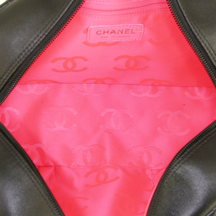 Borsa Chanel Cambon in pelle trapuntata nera e pelle bianca - Detail D2