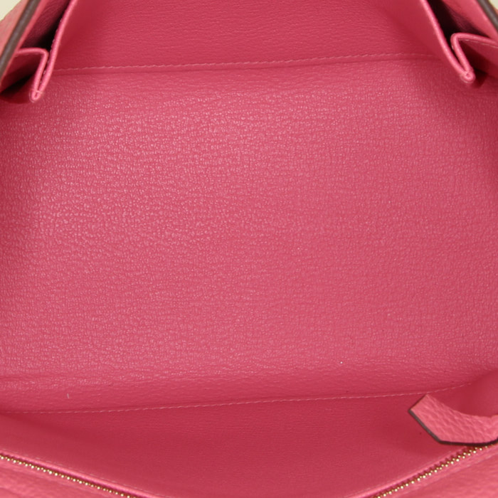Bolso de mano Hermes Kelly 25 cm en cuero togo rosa Jaipur - Detail D3