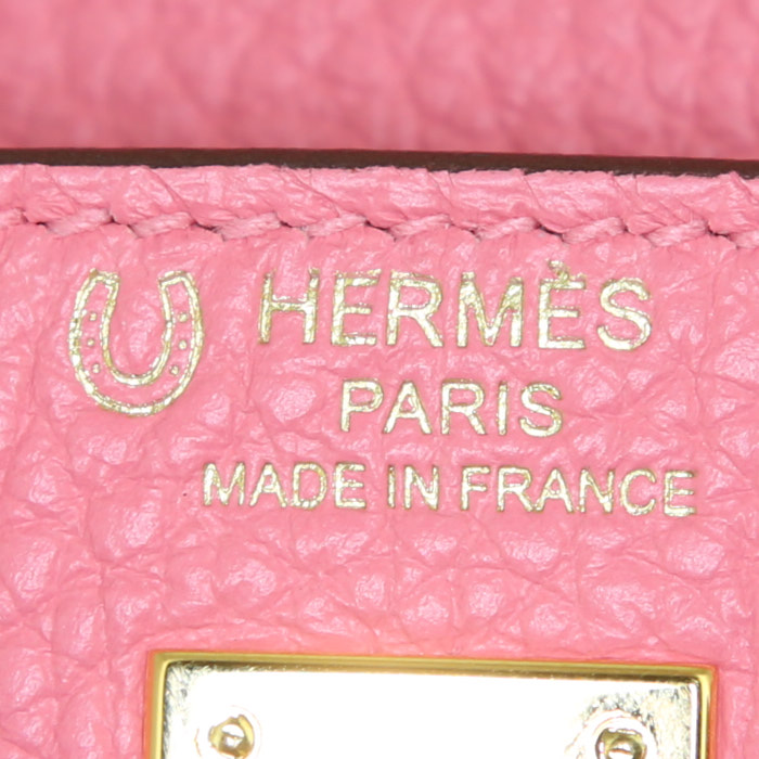 Bolso de mano Hermes Kelly 25 cm en cuero togo rosa Jaipur - Detail D4