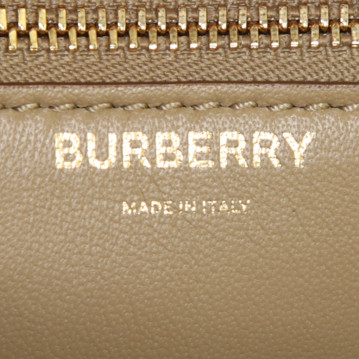 Sac bandoulière Burberry TB en toile monogram beige orange et rose et cuir beige - Detail D3