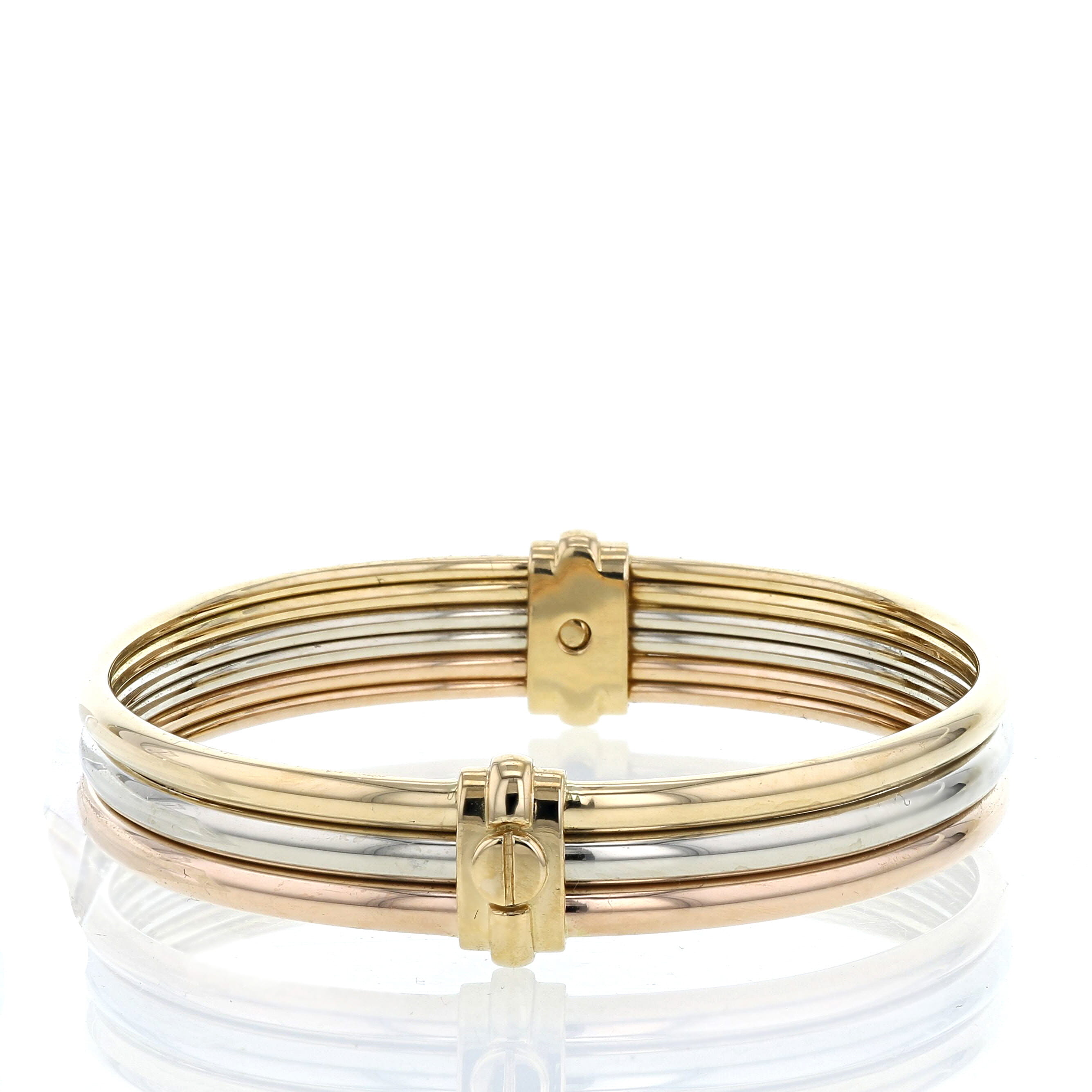 Bracelet jonc ouvrant Cartier Trois ors en or blanc,  or jaune et or rose