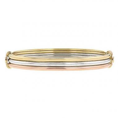 Bracciale a cerchio apribile Cartier Trois ors in oro bianco,  oro giallo e oro rosa