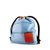 Loewe Yago Puffy backpack in blue and brown leather and blue canvas - 00pp thumbnail