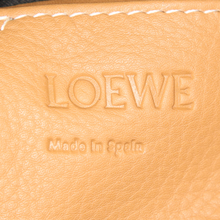 Loewe Yago Puffy backpack in blue and brown leather and blue canvas - Detail D3