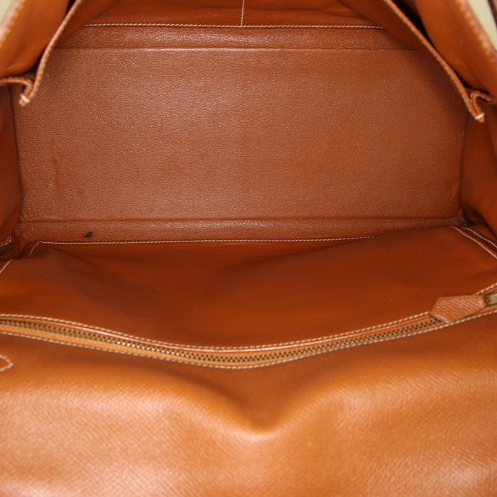 Sac à main Hermes Kelly 35 cm en cuir Courchevel gold - Detail D3