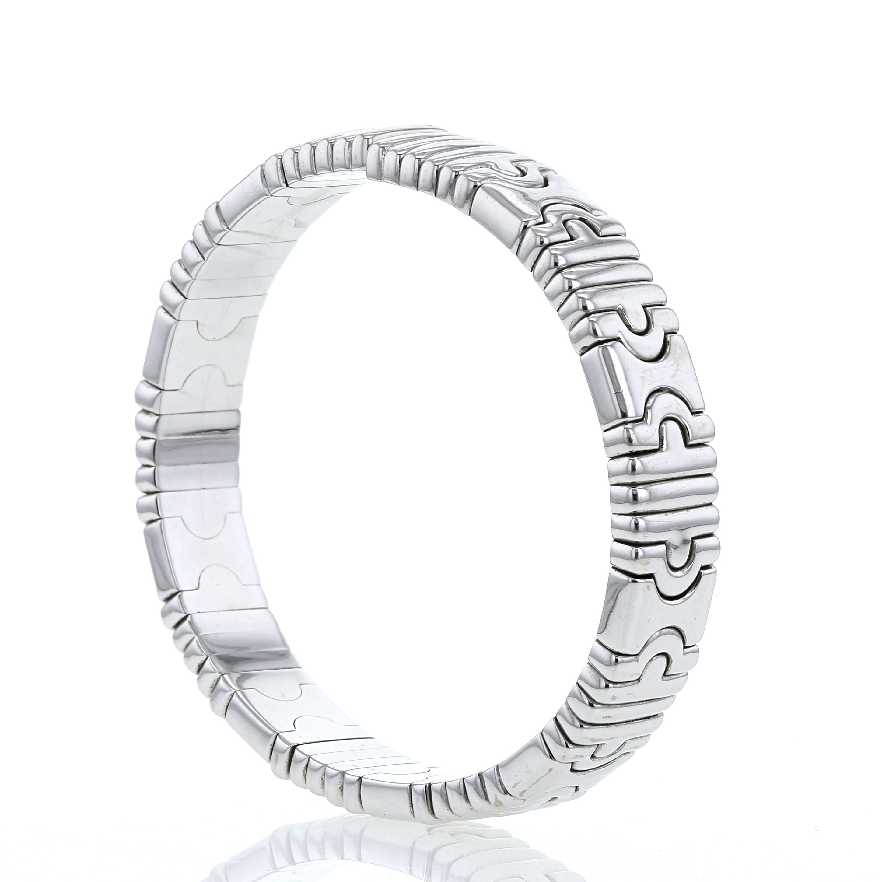 Hald-rigid Bulgari Parentesi bracelet in white gold - Detail D3