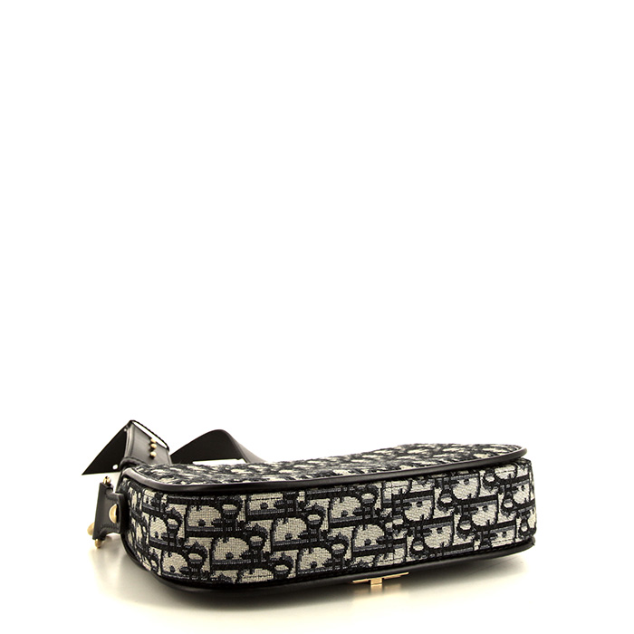 Bolso bandolera Dior en lona Monogram Oblique azul - Detail D4