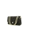 Chanel  Timeless Classic handbag  in black and cream color quilted tweed  and cream color leather - 00pp thumbnail