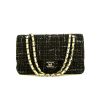 Chanel  Timeless Classic handbag  in black and cream color quilted tweed  and cream color leather - 360 thumbnail