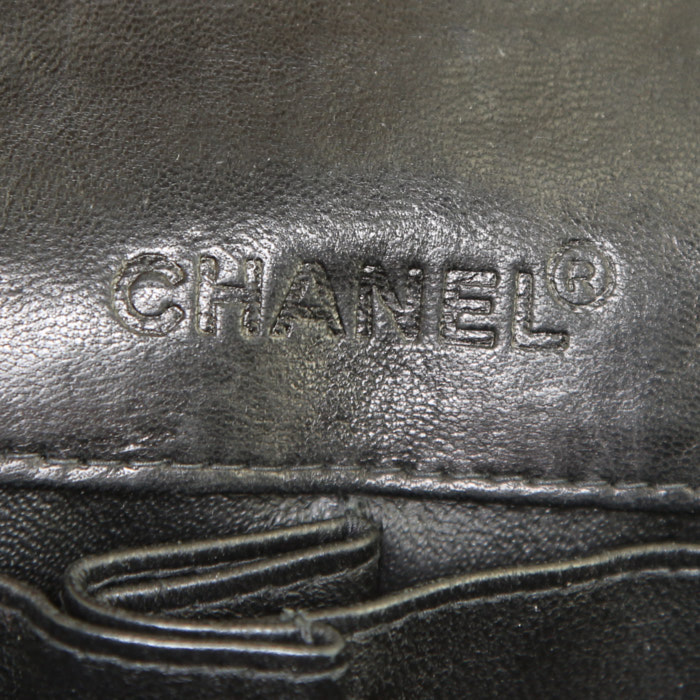 Borsa/pochette Chanel Baguette in pelle nera - Detail D3