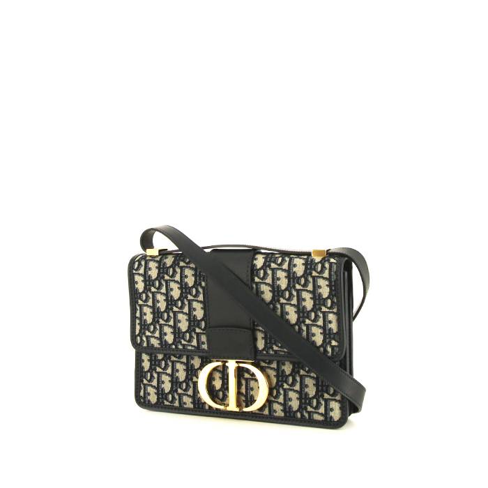 Dior 30 Montaigne shoulder bag in navy blue monogram canvas and navy blue leather - 00pp
