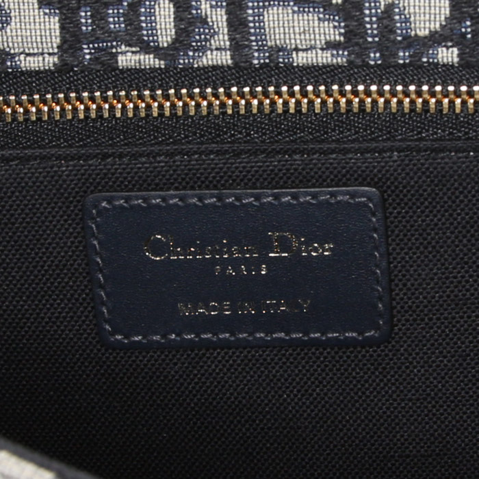 Sac bandoulière Dior 30 Montaigne en toile monogram bleu-marine et cuir bleu-marine - Detail D4