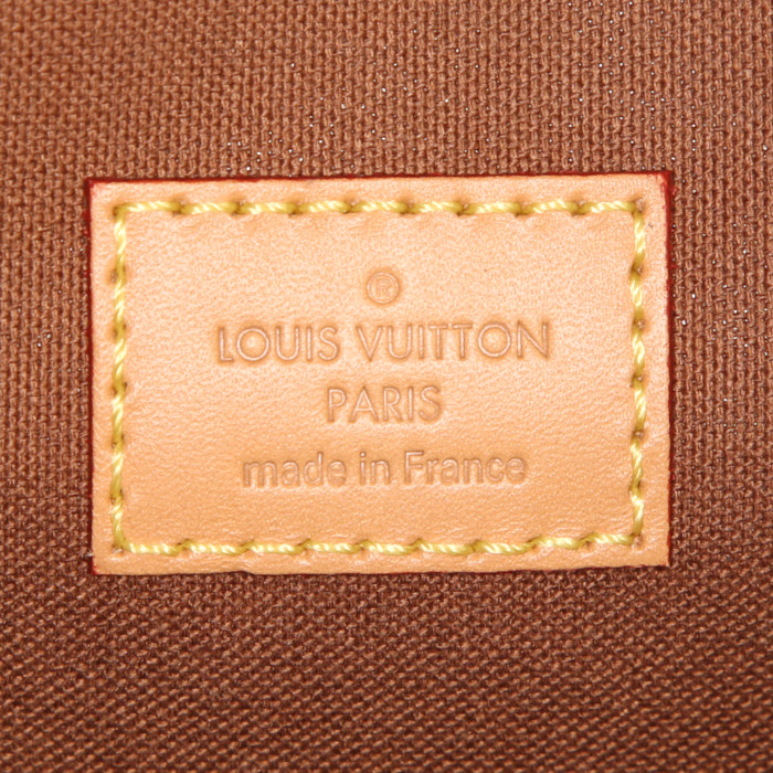 Zaino Louis Vuitton Montsouris Backpack modello piccolo in tela monogram marrone e pelle naturale - Detail D3
