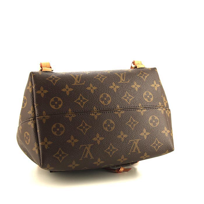 Louis Vuitton Montsouris Backpack small model backpack in brown monogram canvas and natural leather - Detail D4