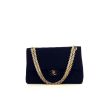 Chanel Timeless handbag in navy blue quilted jersey - 360 thumbnail