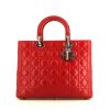 Sac à main Dior Lady Dior grand modèle en cuir cannage rouge - 360 thumbnail