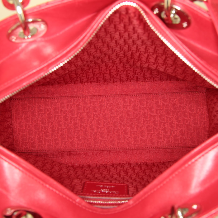 Dior Lady Dior large model handbag in red leather cannage - Detail D3