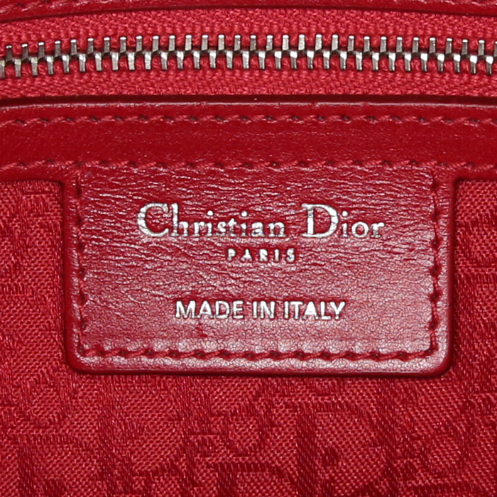 Borsa Dior Lady Dior modello grande in pelle cannage rossa - Detail D4