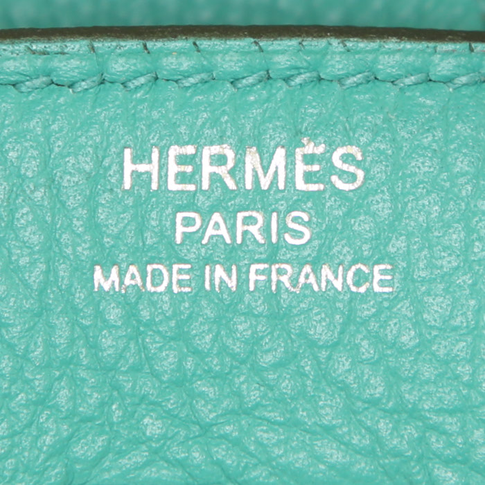 Sac à main Hermes Birkin 25 cm en cuir taurillon clémence Vert Veronese - Detail D3