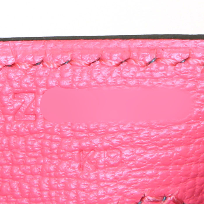 Bolso de mano Hermes Birkin 25 cm en cuero taurillon clémence Vert Veronese - Detail D4